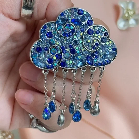 ⚜️🌧️ Cloudé | Blue and Silver Cloud Brooch 🌧️ - Picture 6 of 9
